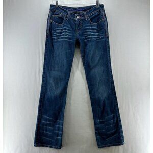 Cruel Blake Jeans Womens Sz 27 Denim Embroidered Pockets Straight Mid Rise Blue